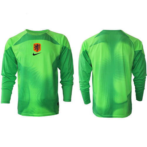 Maillot de foot Pays-Bas Gardien de but Domicile Monde 2022 Manche Longue